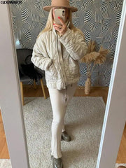 Vintage Pocket Drawstring Women's Coat