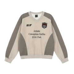 Embroidered Letter Splice Sweatshirt