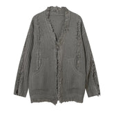 Y2k Irregular Tassel Knitted Cardigen