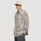 Distressed Plaid Long-Sleeved Shirt