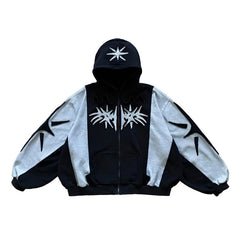 Y2K Vintage Zip-Up Patchwork Hoodie