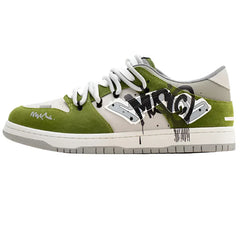 Green Stride Leather Sneakers