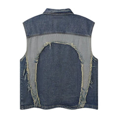 High Street Washed Raw Edge Denim Vest