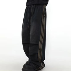 Y2K Stripe Wave Baggy Jeans