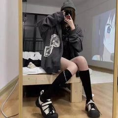 Y2K Graphic Patchwork Zip-Up Hoodie