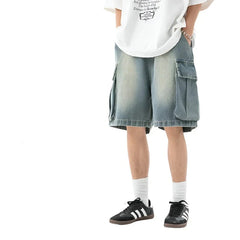 Casual Large Pocket Cargo Denim Short