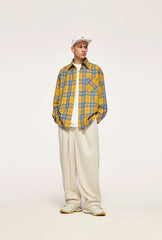 Colorblock Checker Oversized Shirt