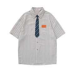 Spring Necktie Striped Shirt