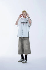 Ripped Carpenter Wide Leg Denim Short