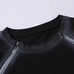 Y2K Double Zipper "BACKONMY" Black Oversized T-Shirt