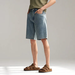 Retro Cropped Straight Denim Short