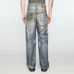 Y2K Chain Frayed Jeans