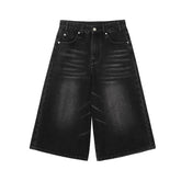 Y2K Retro Black Whiskers Denim Jort