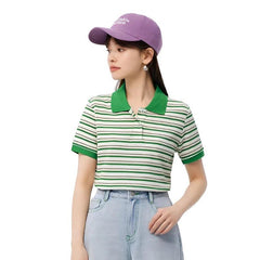 Soft Waffle Striped Polo T-Shirt