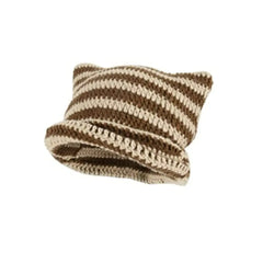 Cute Cat Ears Striped Beanie