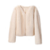 Luxury Cropped Faux Fur Coat Jacket