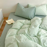 Classic Plaid Bedding Set Grey Pink Ins Twin Queen Duvet Cover Flat Sheet Pillowcase No Filler Girl Boys Hotel Home Bed Linens