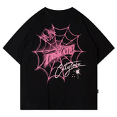 Y2K Spider Web Letter Printed T-Shirt