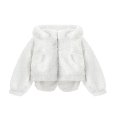 Sweet Bunny Ears Faux Fur Coat
