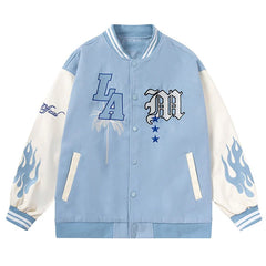Y2K Flame Lethear Baseball Jacket