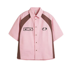 Patchwork Short-sleeved Eyes Shirt