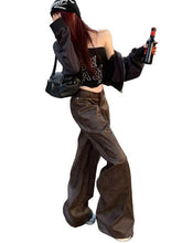 Casual Brown Leather Wide Leg Pant