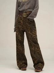 Y2K Leopard Flair High-Waisted Pants