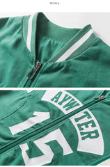 Retro Double-sleeved Green Varsity Jacket
