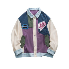 Retro Patchwork Colorful Bomber Jacket