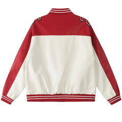 Y2k Contrast Color Leather Jacket