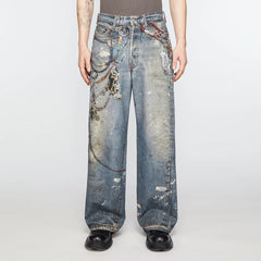Y2K Chain Frayed Jeans