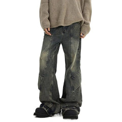 Urban Patchwork Wide-Leg Jeans