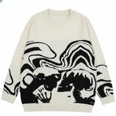 Retro Painting Skull Graphic Sweater