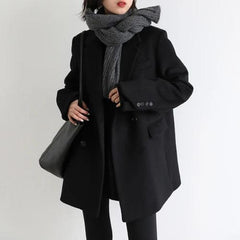 Solid Blend Wool Women's Coat