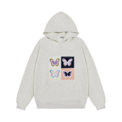 Butterfly Embroidery Drop Shoulder Hoodie