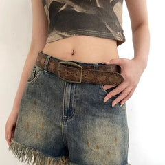 Y2K Washed PU Brown Belt