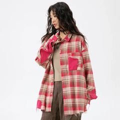 Pink Ladies Plaid Flannel Shirt