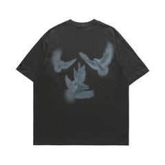 Gothic Pigeon Graphic Oversized T-Shirt