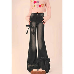 Gothic Bow Flare Jeans