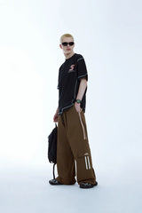 Retro Patchwork Wide-Leg Cargo Pants