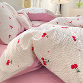 Korean Style Seersucker Washed cotton Bedding Set Girls Twin Queen Size Duvet Cover Bed Linens Kids Fashion