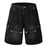 Vintage Multi Pockets Denim Cargo Short