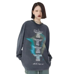 Casual Letter Printed Oversized Sweater