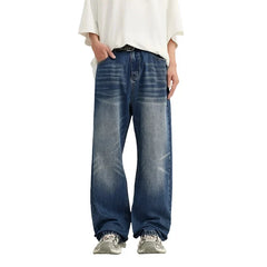 Retro Ripped Wide-Leg Denim Jeans
