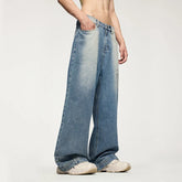 Wide Baggy Washed Straight Jeans