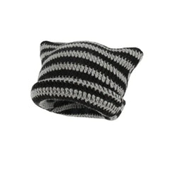 Cute Cat Ears Striped Beanie