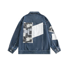 Color Block Patches Denim Jacket