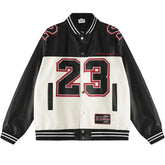 Y2k Contrast Color Leather Jacket