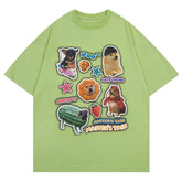 Cartoon Dog Photo Stickers Oversized T-Shirt