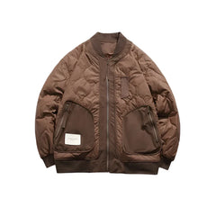 Retro Patched Zip-up Puffer Jacket